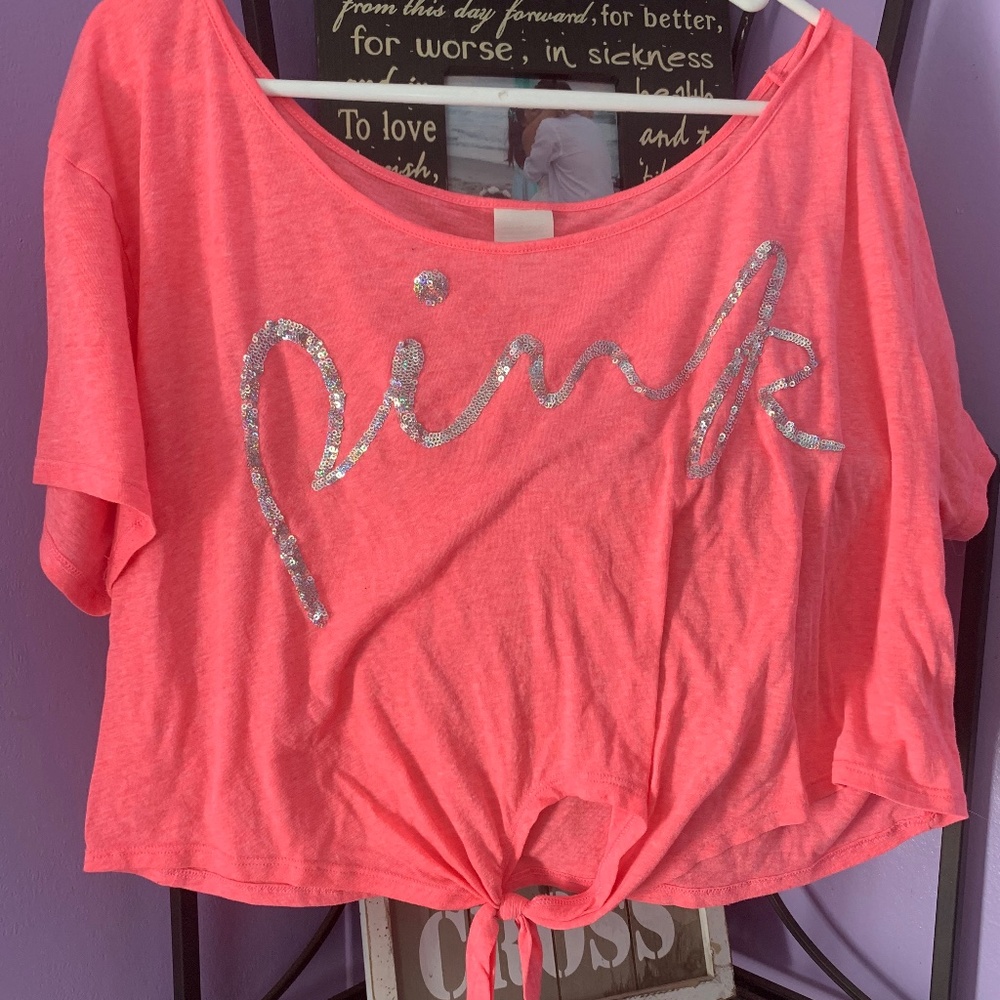 Vs PINK pink tie front tee